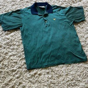 Masters Augusta National Golf Shop Mens Polo Shirt M Green Blue Cotton Vintage